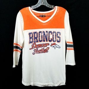 NFL apparel Women L BRONCOS Distressed Tshirt